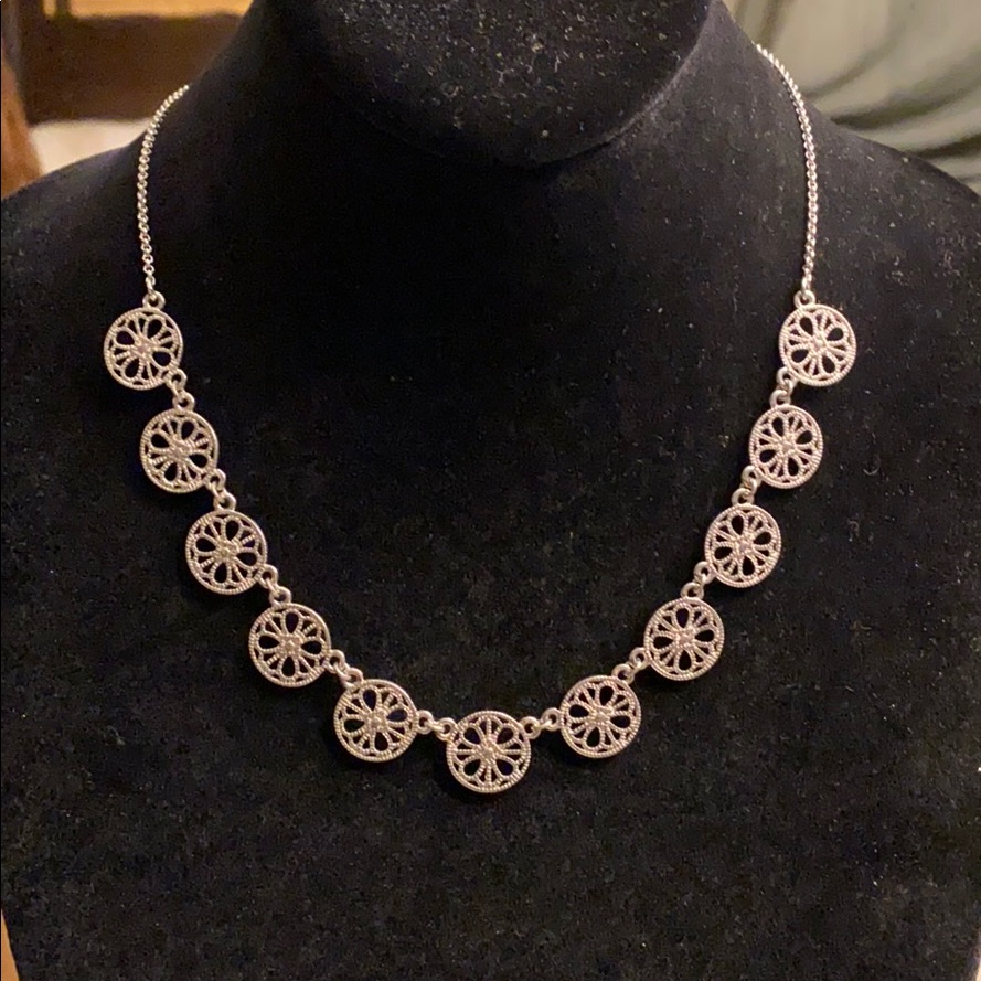 Silvertone Loft Spiral Link Circular Necklace